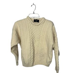 The Irish Store Kid’s Cream 100% Merino Wool Cable Knit Sweater. Size Small.